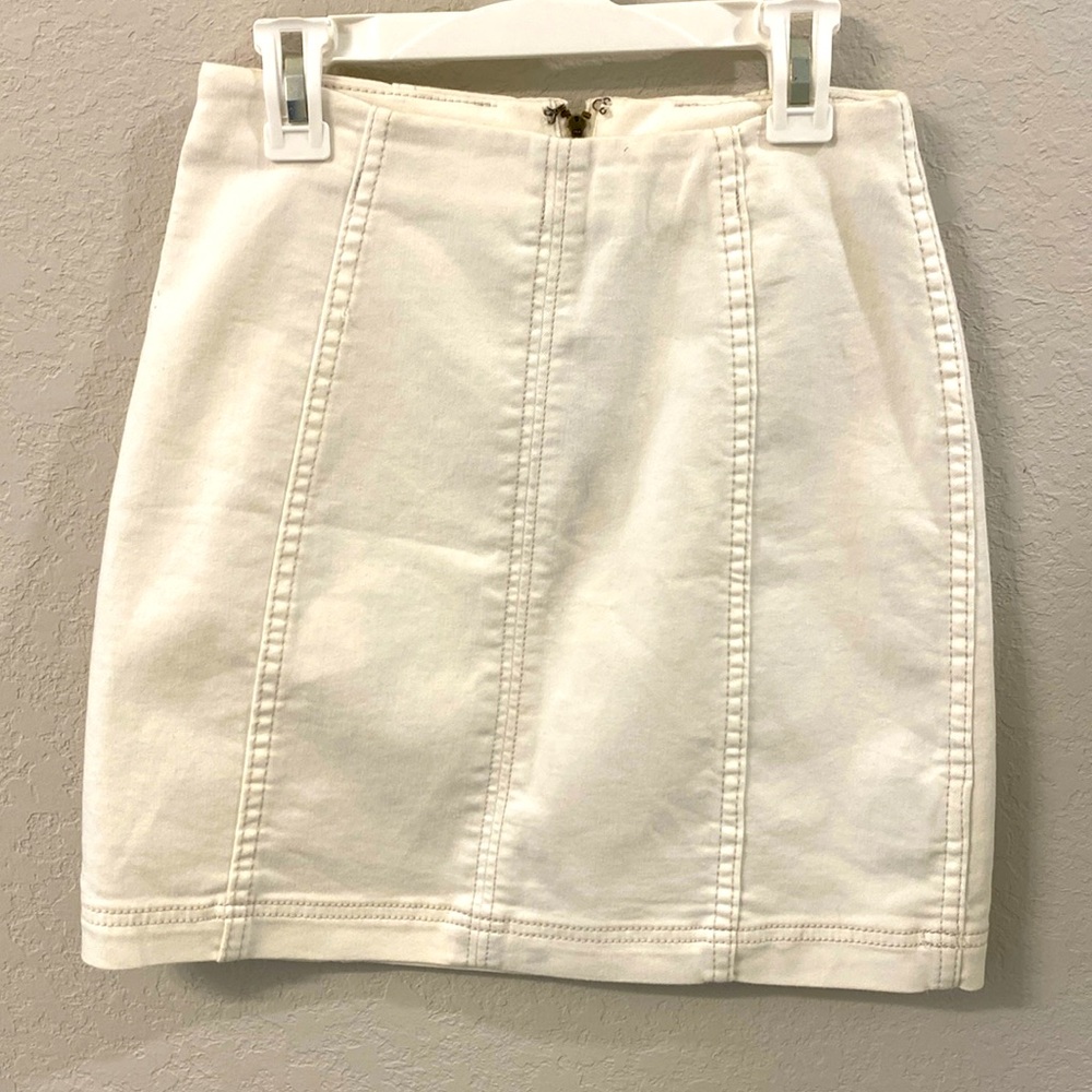 Free People White Denim Mini Skirt